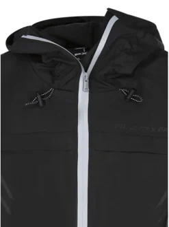Veste imperméable technique noire unie pourvue d'une fermeture zippée