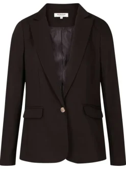 Veste blazer noire unie avec une coupe droite et des manches longues