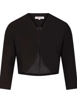Veste blazer noire unie avec une coupe droite et des manches longues