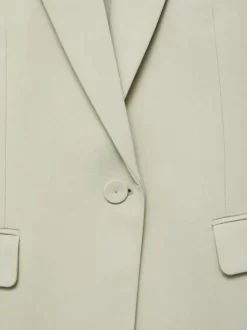 Veste Blazer verte unie coupe droite avec un col cranté et des manches longues