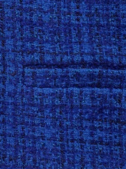 Veste Blouson bleue chinée boutonnée avec une coupe droite et un col français
