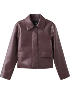 Veste bordeaux unie avec des manches longues et une coupe droite