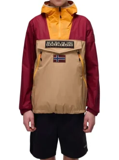 Veste bordeaux unie avec une coupe droite et un col à capuche