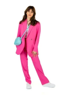 Veste de blazer Mary rose uni avec col v à revers et 2 poches latérales coupe droite