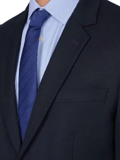 Veste de costume en laine mélangée bleue marine unie à coupe ajustée