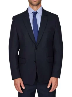 Veste de costume en laine mélangée bleue marine unie à coupe ajustée