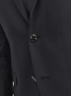 Veste de costume noire unie à col cranté et fermeture boutonnée