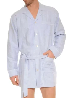 Veste de pyjama ciel en coton imprimé avec une coupe droite et un col à revers