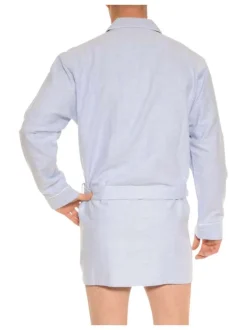 Veste de pyjama ciel en coton imprimé avec une coupe droite et un col à revers