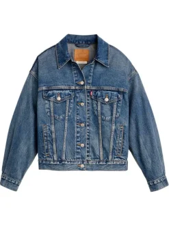 Veste en coton indigo à coupe ajustée pourvue d'un col à revers