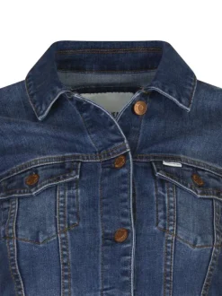 Veste en coton mélangé bleu uni avec un col français et une coupe droite