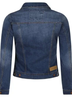 Veste en coton mélangé bleu uni avec un col français et une coupe droite