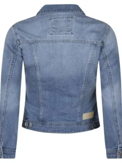 Veste en coton mélangé stone uni avec une coupe droite et un col français