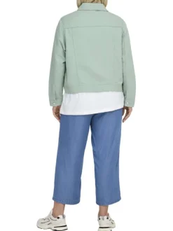 Veste en coton vert d'eau pourvue d'une coupe droite et d'un col à revers