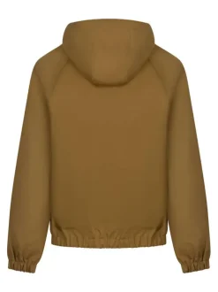 Veste imperméable en coton bronze unie avec une coupe droite et un col à capuche