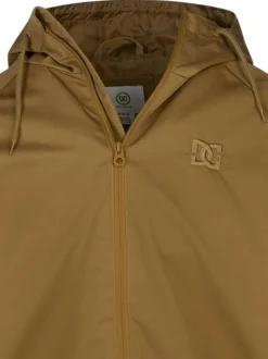 Veste imperméable en coton bronze unie avec une coupe droite et un col à capuche