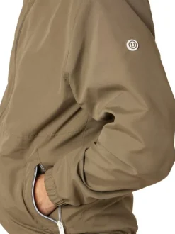 Veste imperméable kaki unie pourvue d'une coupe droite et d'une capuche