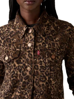 Veste à imprimé léopard avec un col chemise et boutonnière à l'avant