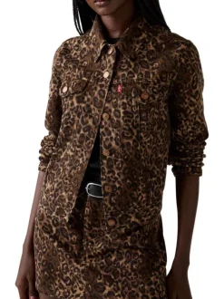 Veste à imprimé léopard avec un col chemise et boutonnière à l'avant