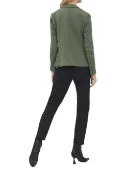 Veste kaki unie pour femme avec un bouton de fermeture à l'avant