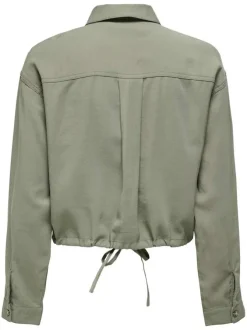 Veste kaki unie pourvue de manches longues et d'un col chemise
