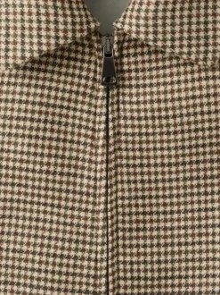 Veste à motif pied-de-poule avec une coupe droite et un col à revers