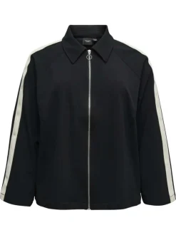 Veste noire à coupe droite pourvue d'un col à revers et de manches longues