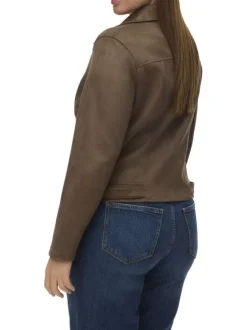 Veste perfecto chocolat unie avec une coupe droite et un col à revers