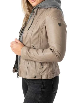Veste perfecto en cuir de mouton écrue unie pourvue de poches zippées