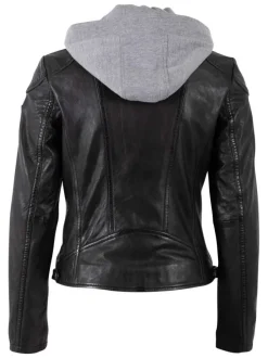 Veste perfecto en cuir de mouton noire unie pourvue de poches zippées