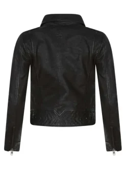Veste perfecto en cuir noire unie avec une coupe slim fit et des poches zippées
