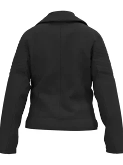 Veste perfecto Mina aspect suédine noire unie à coupe courte et col à revers zippé