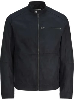 Veste perfecto noire à coupe ajustée pourvue d'un col officier à pression