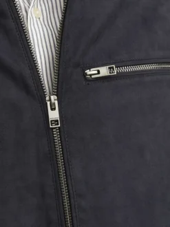 Veste perfecto noire à coupe ajustée pourvue d'un col officier à pression