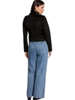 Veste perfecto noir en suédine à coupe droite avec un col à revers