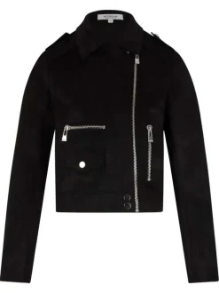 Veste perfecto noir en suédine à coupe droite avec un col à revers