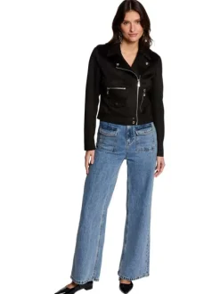 Veste perfecto noir en suédine à coupe droite avec un col à revers