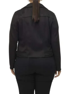 Veste perfecto noire unie avec une coupe ajustée et un col cranté