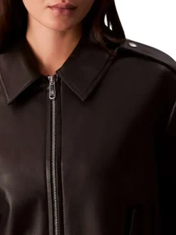 Veste perfecto noire unie avec une coupe droite et un col à revers