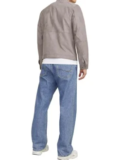 Veste perfecto taupe à coupe ajustée pourvue d'un col officier à pression