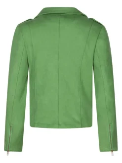 Veste perfecto verte unie pourvue d'une coupe droite et d'une fermeture zippée