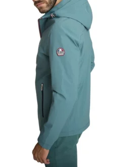 Veste vert d'eau uni avec une coupe droite et des manches longues