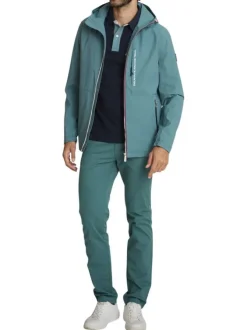 Veste vert d'eau uni avec une coupe droite et des manches longues