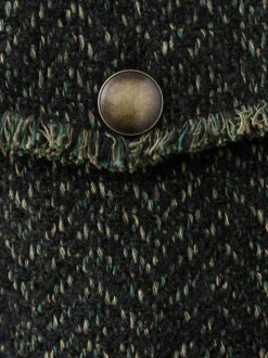 Veste verte en tweed avec une coupe droite et avec des manches longues