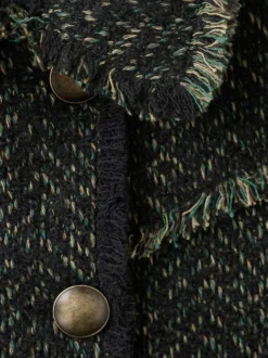 Veste verte en tweed avec une coupe droite et avec des manches longues