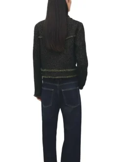 Veste verte en tweed avec une coupe droite et avec des manches longues