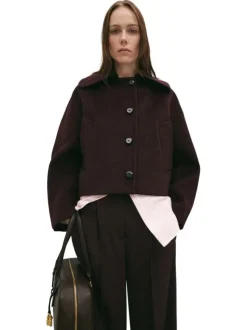 Veste violette unie avec une coupe oversize et un col à revers