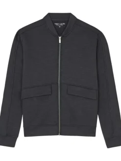 Veste zippée style bombers marine chiné à manches longues