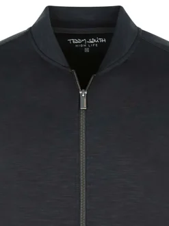 Veste zippée style bombers marine chiné à manches longues